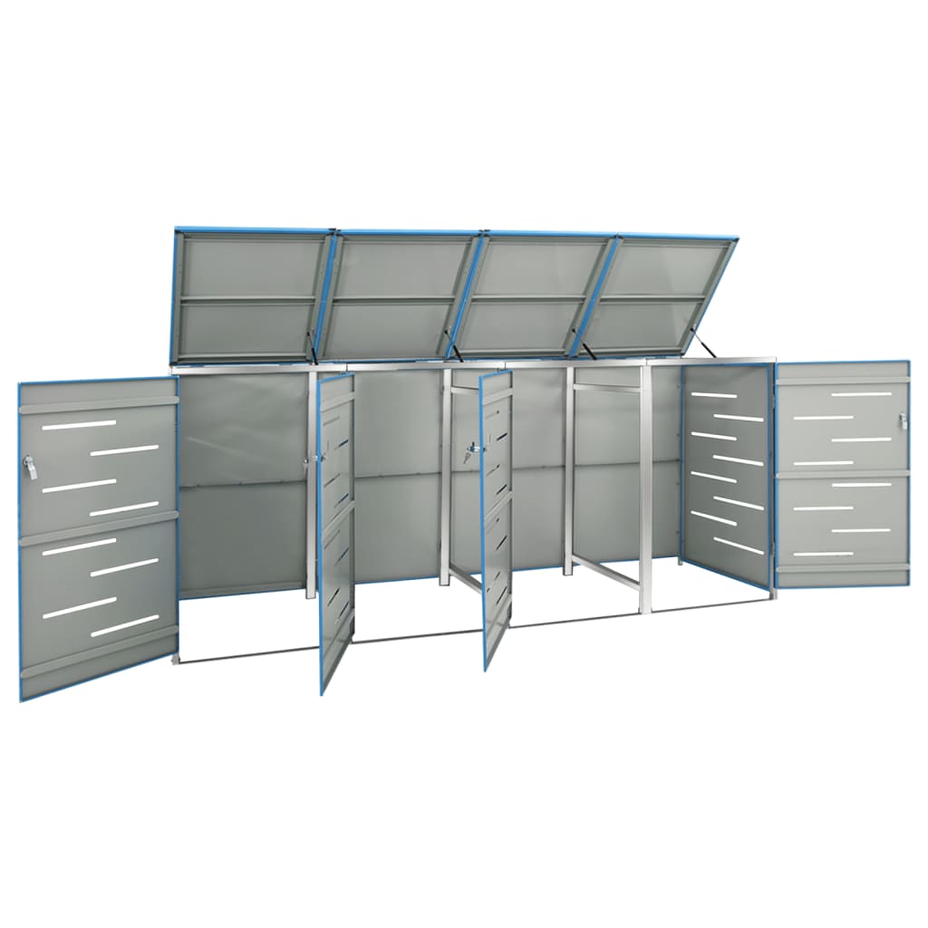 Copri Bidoni Pattume Quadruplo 276,5x77,5x112,5 Cm Acciaio Inox - Image 6