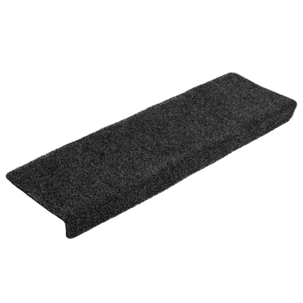 Tappetini Per Scale Autoadesivi 5 Pz 65x21x4 Cm Neri Con Bordo Rettangolare
