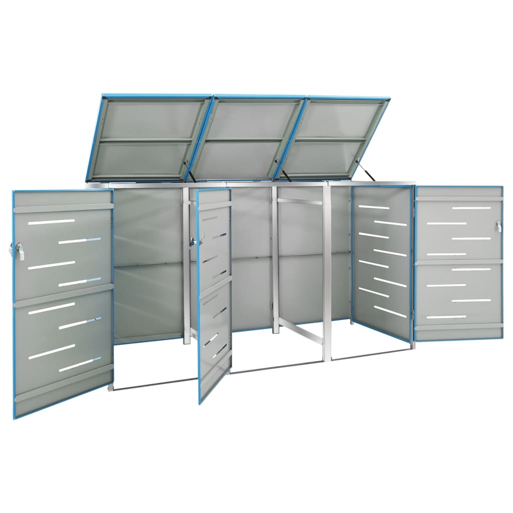 Copribidone Per Spazzatura Triplo 207x77,5x112,5cm Acciaio Inox