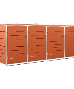 Copri Bidoni Pattume Quadruplo 276,5x77,5x112,5 Cm Acciaio Inox