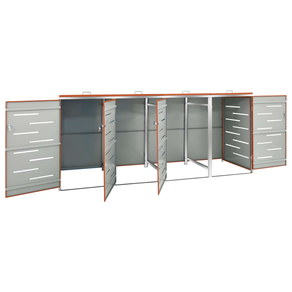 Copri Bidoni Pattume Quadruplo 276,5x77,5x112,5 Cm Acciaio Inox - Image 2