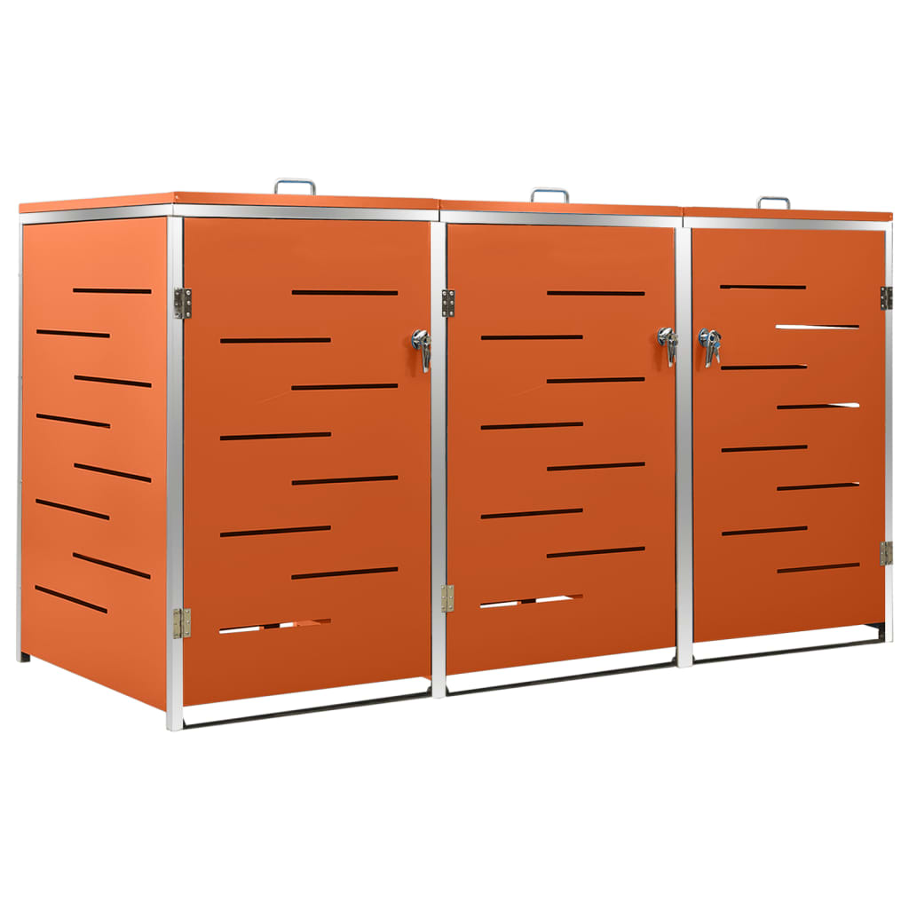 Copribidone Per Spazzatura Triplo 207x77,5x112,5cm Acciaio Inox