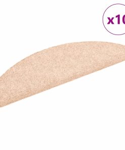 Tappetini Per Scale Autoadesivi 10 Pz 56x17x3 Cm Crema Semicircolari
