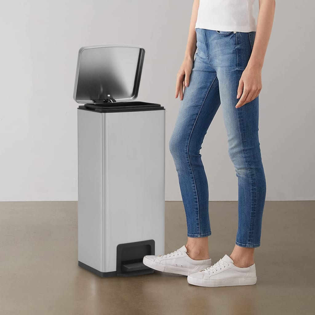 Pattumiera A Pedale AntI-Impronte 30 L Argento In Acciaio Inox - Image 4