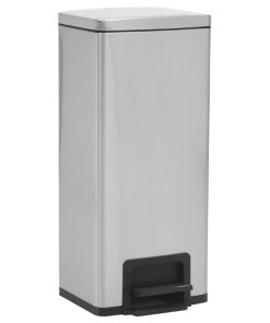 Pattumiera A Pedale AntI-Impronte 30 L Argento In Acciaio Inox