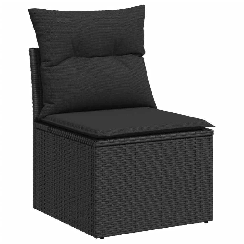 Set Divani Da Giardino Con Cuscini 7pz Nero Polyrattan - Image 2