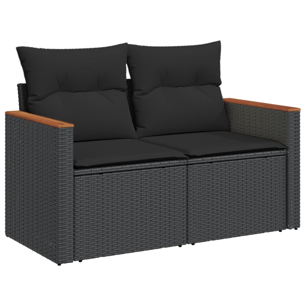 Set Divani Da Giardino Con Cuscini 7pz Nero Polyrattan - Image 5