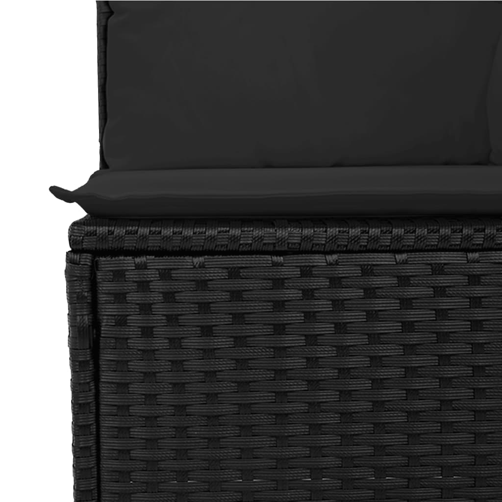 Set Divani Da Giardino Con Cuscini 7pz Nero Polyrattan - Image 4
