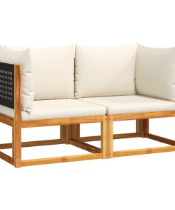 Divani Da Giardino Angolari Con Cuscini 2 Pz In Legno Di Acacia E Rattan