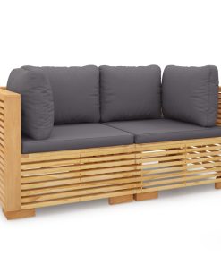 Divani Angolari Da Giardino Con Cuscini 2pz Legno Massello Teak