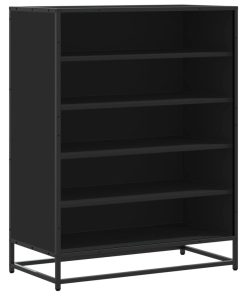 Scarpiera Nera 75x38x97,5 Cm In Truciolato E Metallo