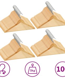 Set Appendiabiti 100 Pz Antiscivolo In Legno Massello