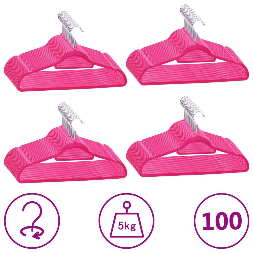 Set Appendiabiti 100 Pz Antiscivolo Rosa In Velluto
