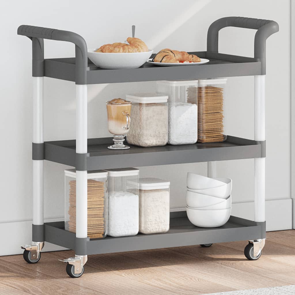 Carrello A 3 Ripiani Grigio 77x34x72 Cm In Alluminio