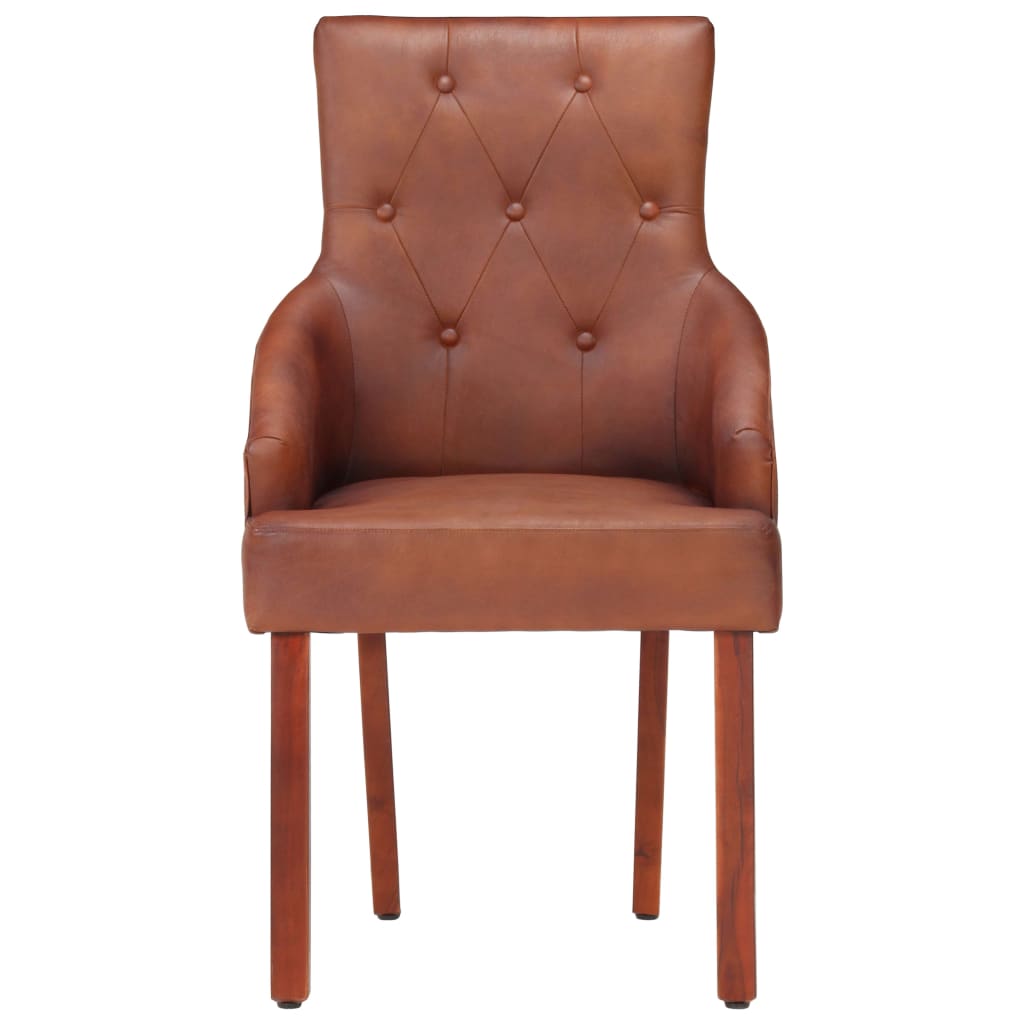 Sedie Da Pranzo 4 Pz Marroni In Vera Pelle Di Capra - Image 4