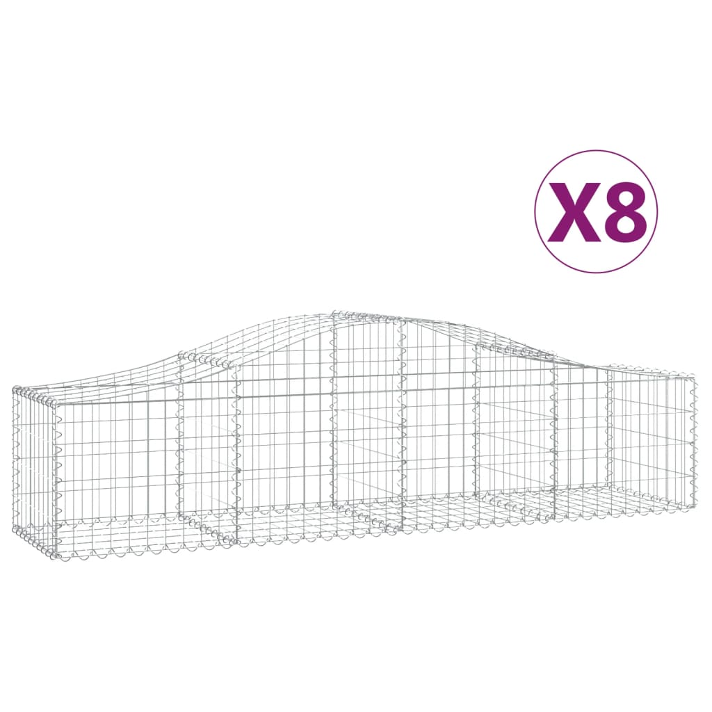 Cesti Gabbioni Ad Arco 8 Pz 200x50x40/60 Cm Ferro Zincato