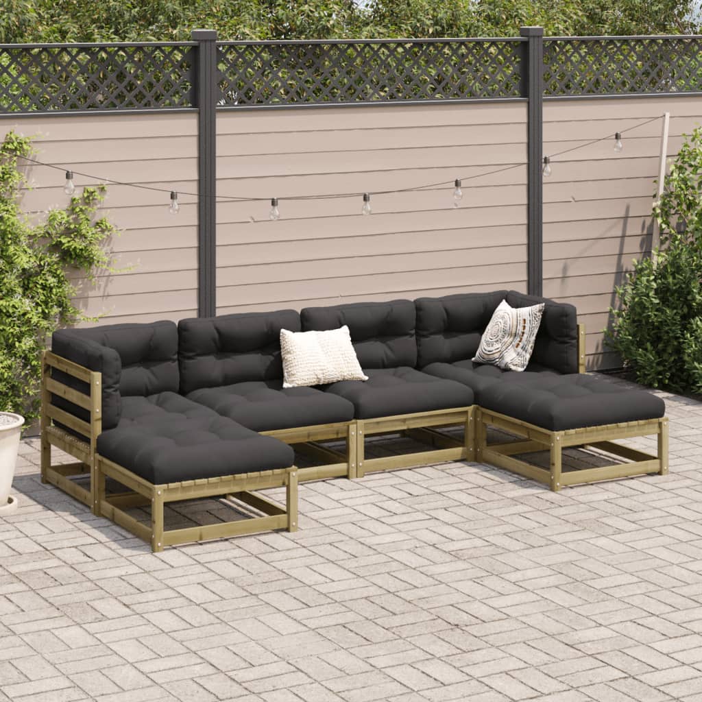 Set Divani Da Giardino 6pz Con Cuscini Legno Impregnato Di Pino - Image 3