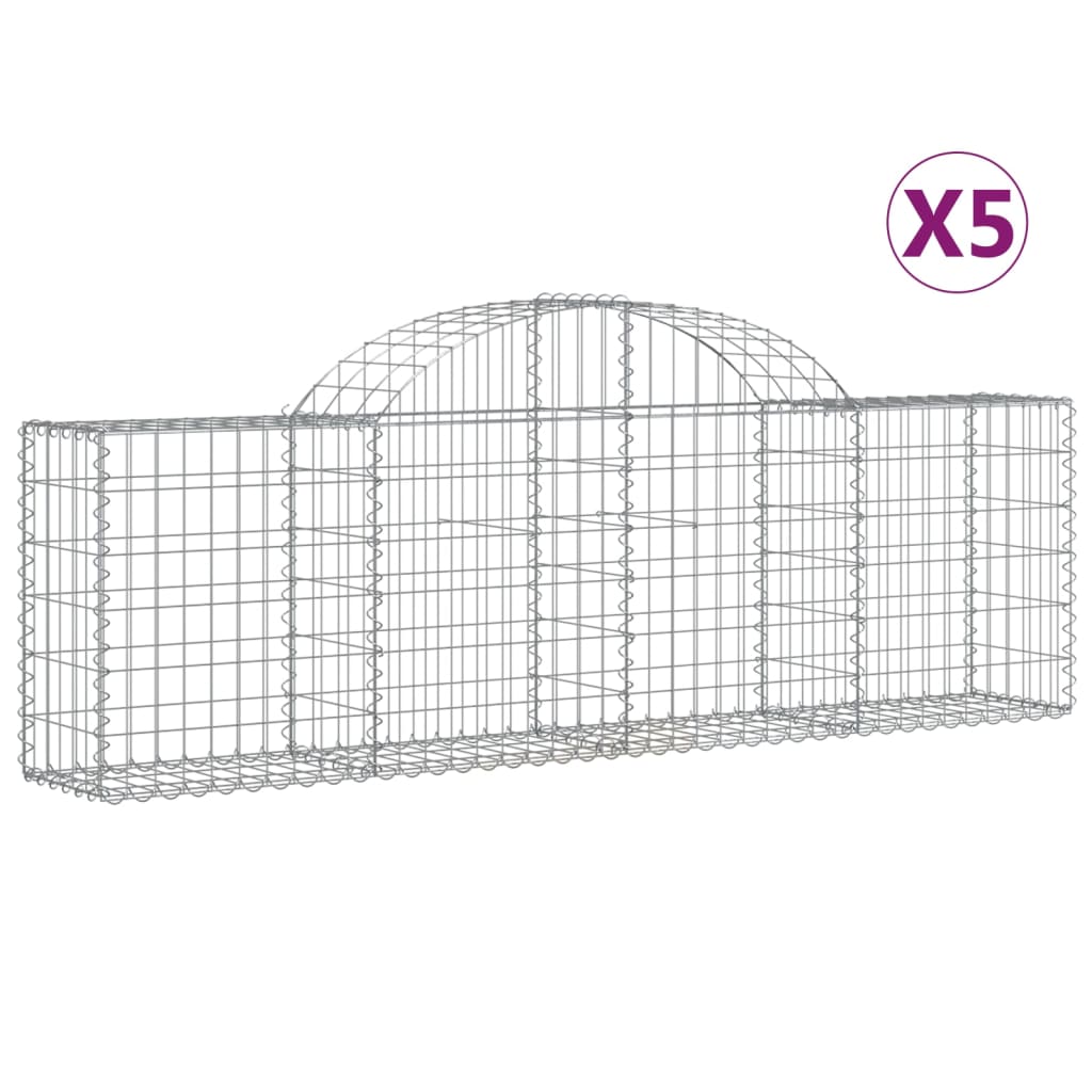 Cesti Gabbioni Ad Arco 5 Pz 200x30x60/80 Cm Ferro Zincato