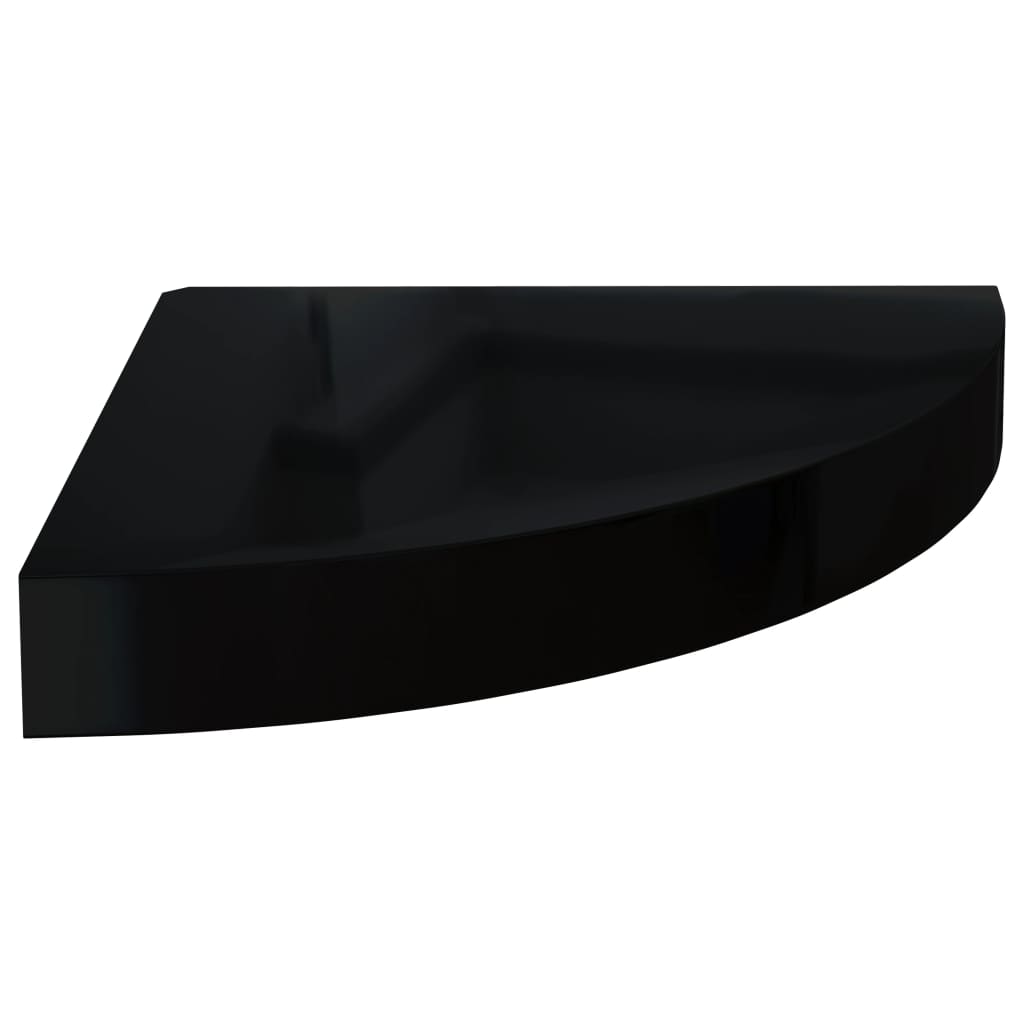 323891 Floating Corner Shelves 4 Pcs High Gloss Black 25x25x3,8 Cm Mdf - Image 5