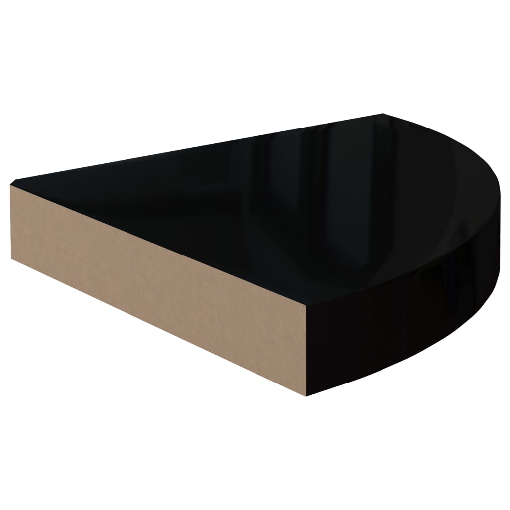 323891 Floating Corner Shelves 4 Pcs High Gloss Black 25x25x3,8 Cm Mdf - Image 6