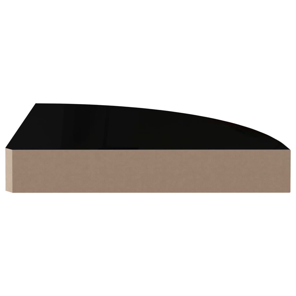 323891 Floating Corner Shelves 4 Pcs High Gloss Black 25x25x3,8 Cm Mdf - Image 2