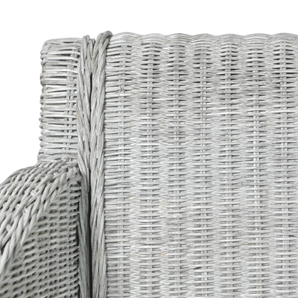 Sedie Da Pranzo Con Cuscini 2 Pz Grigi In Rattan Naturale - Image 3