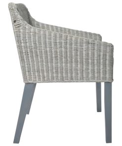 Sedie Da Pranzo Con Cuscini 2 Pz Grigi In Rattan Naturale