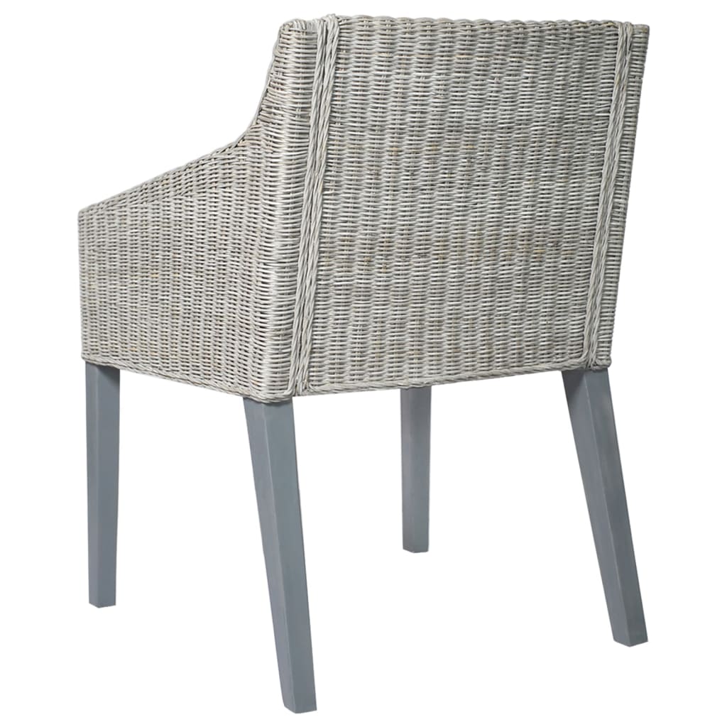 Sedie Da Pranzo Con Cuscini 2 Pz Grigi In Rattan Naturale - Image 2