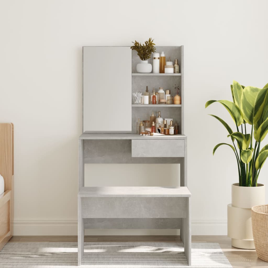 Toeletta Con Specchio Grigio Cemento 74,5x40x141 cm