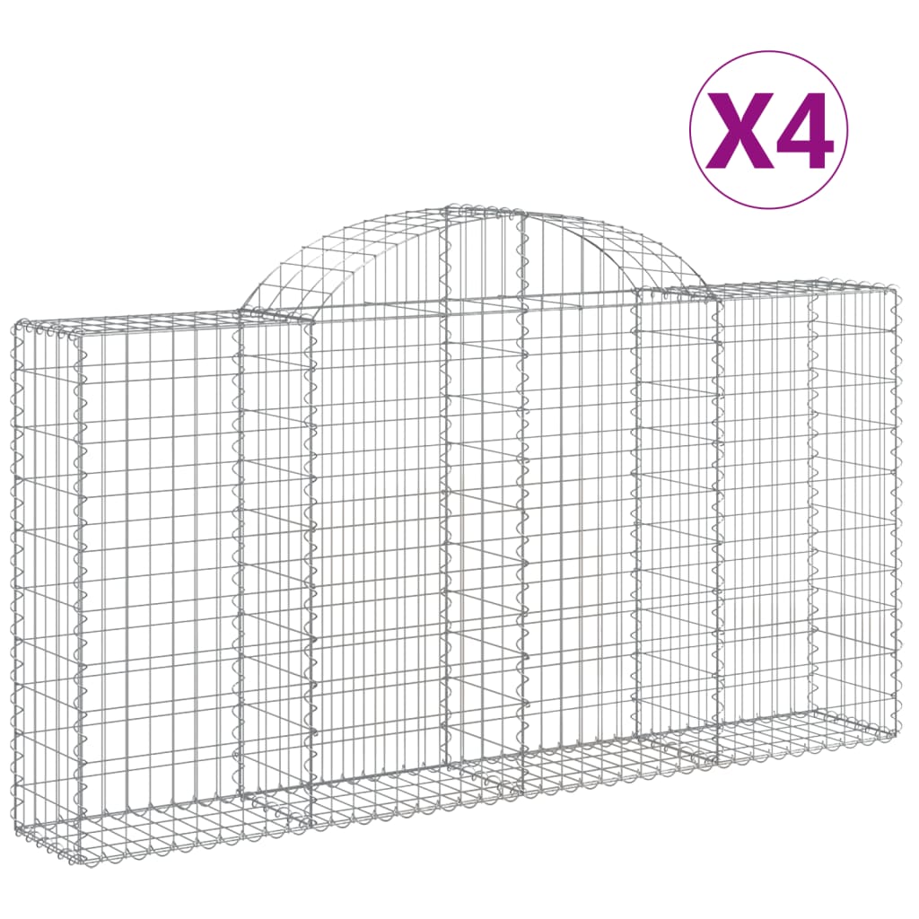 Cesti Gabbioni Ad Arco 4 Pz 200x30x100/120 Cm Ferro Zincato
