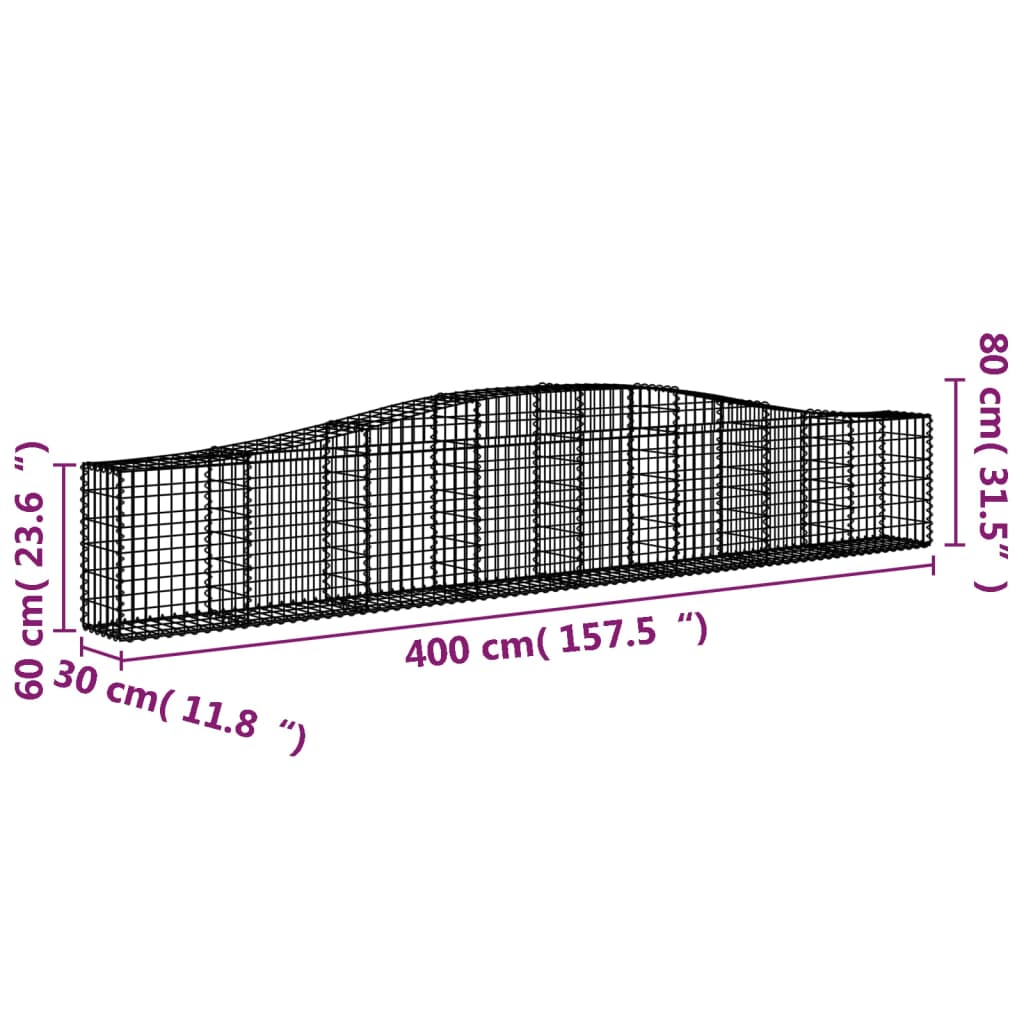 Cesti Gabbioni Ad Arco 4 Pz 400x30x60/80 Cm Ferro Zincato - Image 4