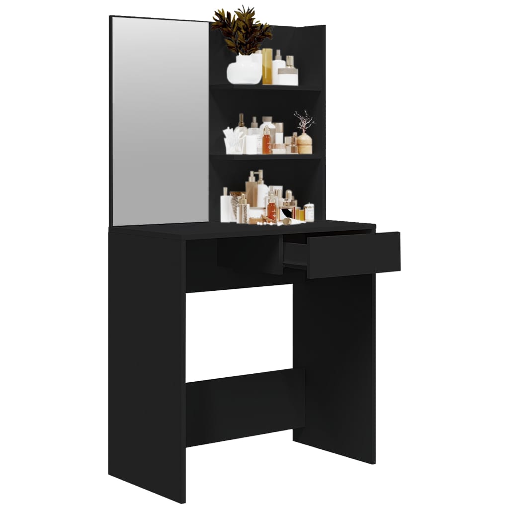Toeletta Con Specchio Nero 74,5x40x141 cm