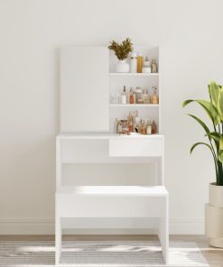 Toeletta Con Specchio Bianco 74,5x40x141 cm