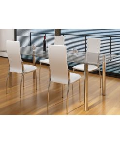 Sedie Da Pranzo 4 Pz Bianche In Similpelle