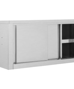 Armadio Da Cucina Con Ante Scorrevoli 90x40x50cm Acciaio Inox