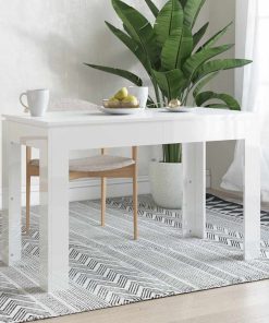 Tavolo Da Pranzo Bianco Lucido 120x60x76 Cm Legno Multistrato