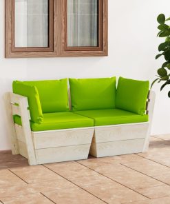 Divano Da Giardino A 2 Posti Su Pallet Con Cuscini Legno Abete
