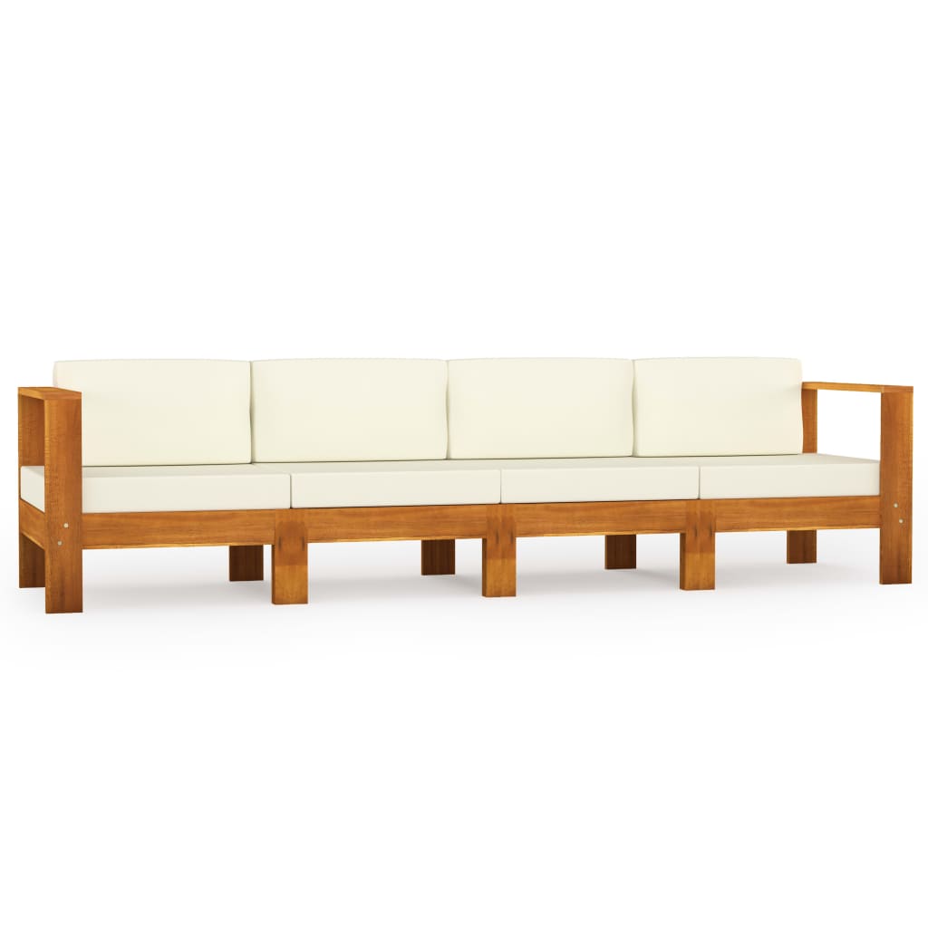 Divano Da Giardino 4 Posti Cuscini Bianco Crema Massello Acacia