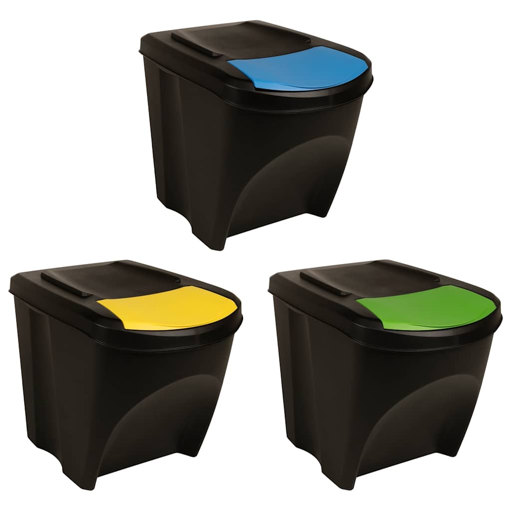 Cestini Per Rifiuti Impilabili 3 Pz Antracite 75 L
