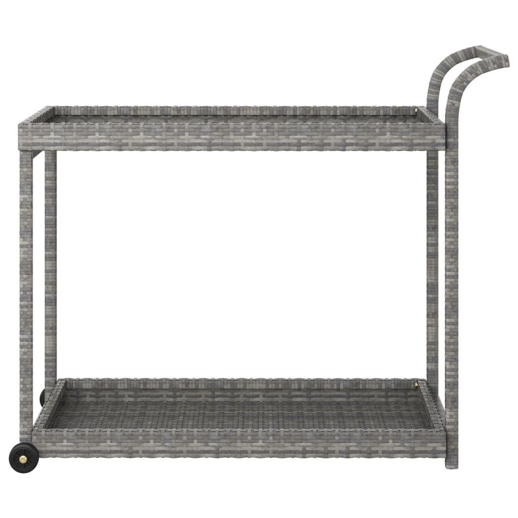 Carrello Da Bar Grigio 100x45x83 Cm In Polyrattan - Image 3