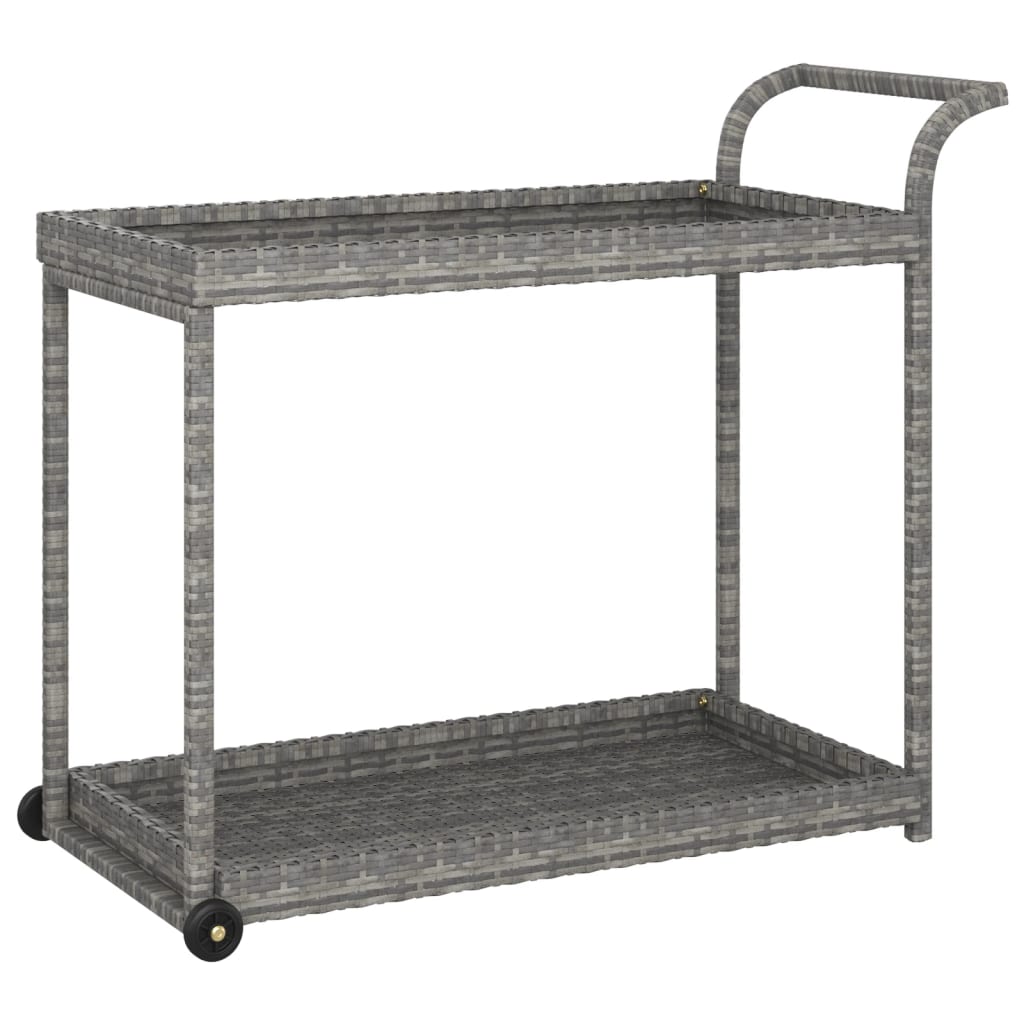 Carrello Da Bar Grigio 100x45x83 Cm In Polyrattan - Image 6