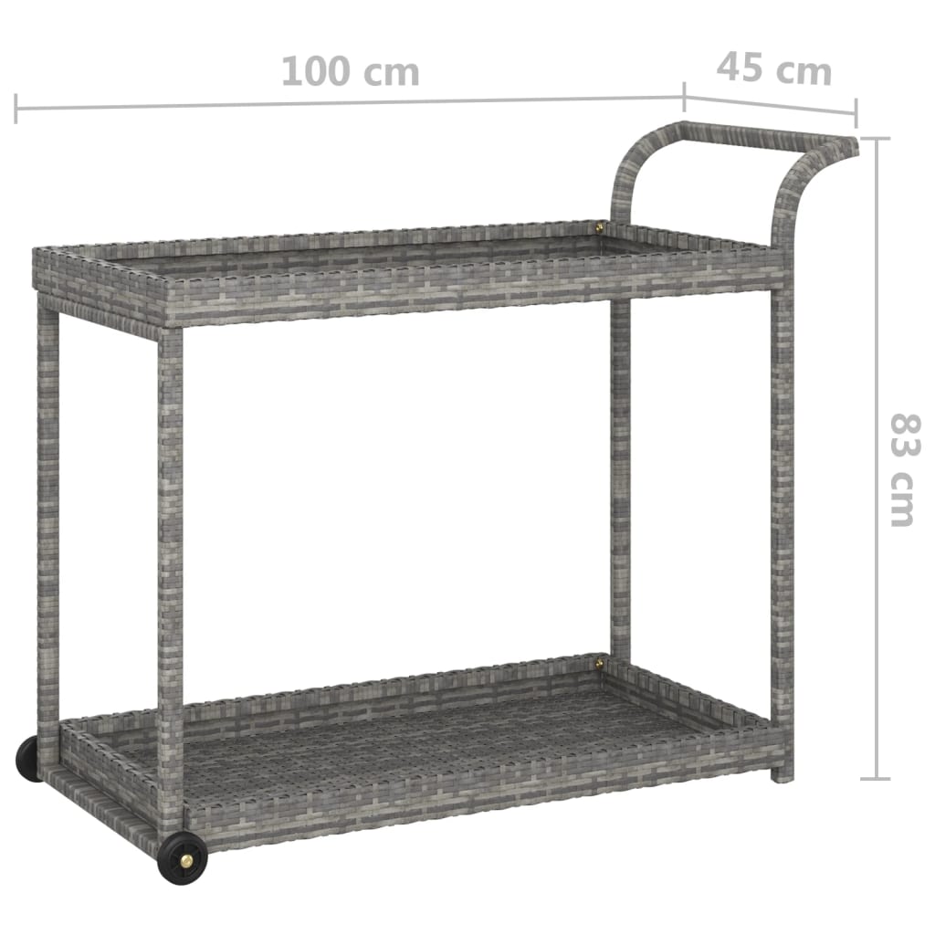 Carrello Da Bar Grigio 100x45x83 Cm In Polyrattan - Image 5