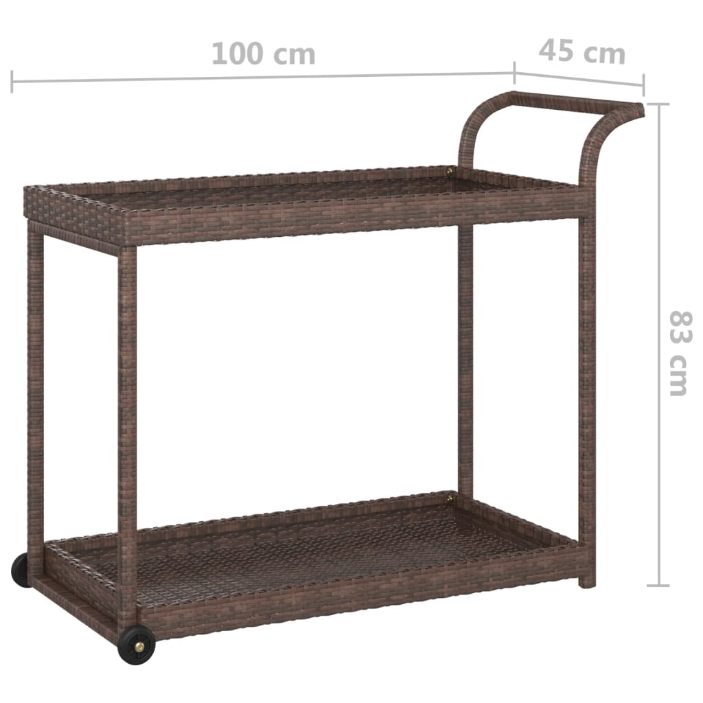 Carrello Da Bar Marrone 100x45x83 Cm In Polyrattan - Image 6