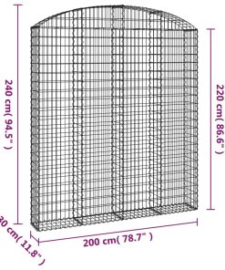 Cesto Gabbione Ad Arco 200x30x220/240 Cm Ferro Zincato