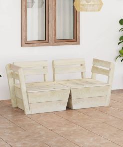 Divano Da Giardino A 2 Posti Su Pallet Legno Abete Impregnato
