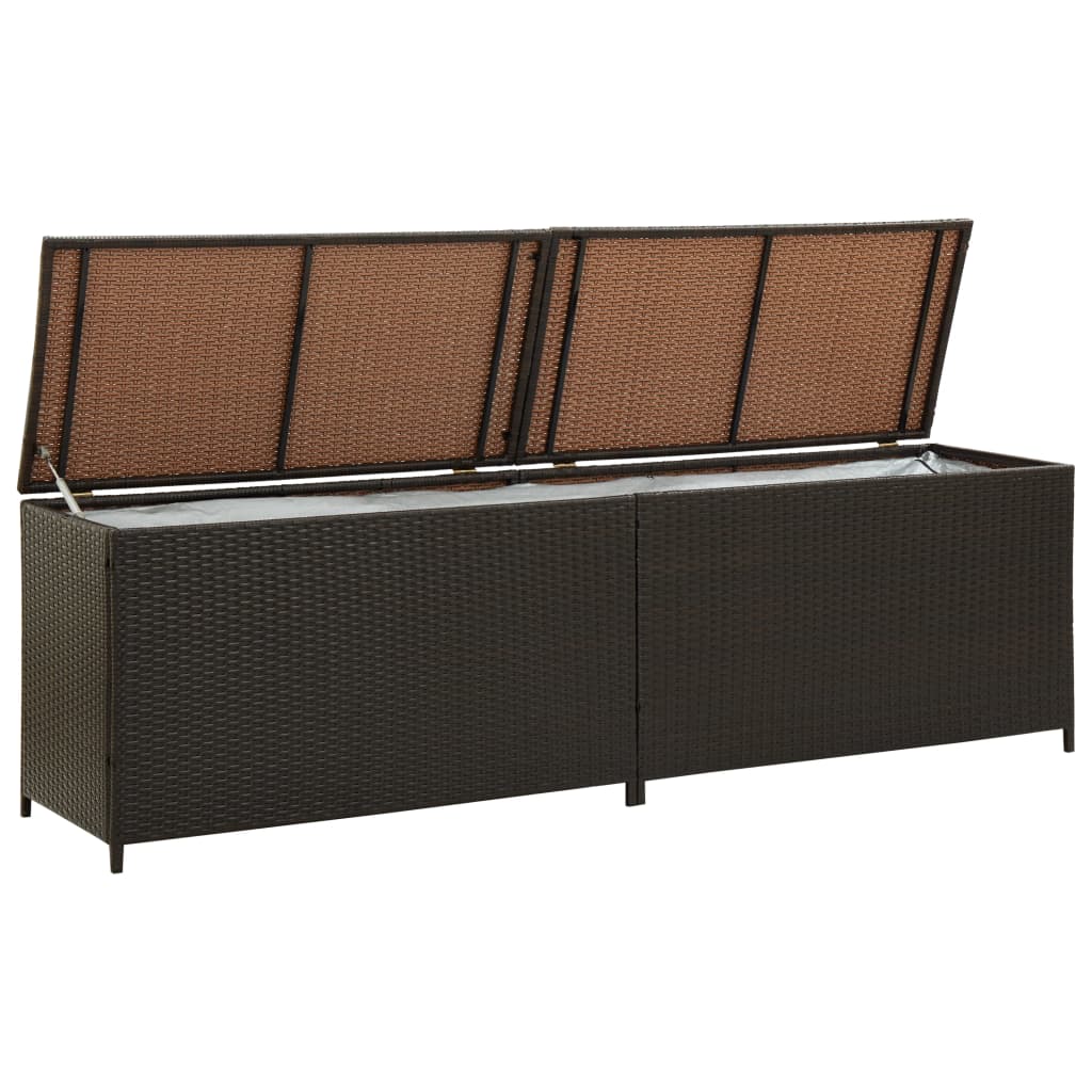 Baule Da Giardino In Polyrattan 200x50x60 Cm Marrone
