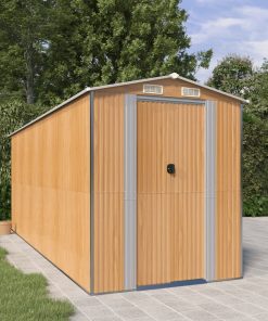 Capanno Giardino Marrone Chiaro 192x523x223 Cm Acciaio Zincato