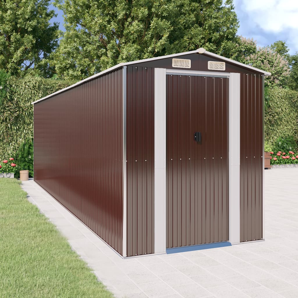 Capanno Da Giardino Marrone Scuro 192x689x223cm Acciaio Zincato - Image 4