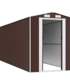 Capanno Da Giardino Marrone Scuro 192x689x223cm Acciaio Zincato