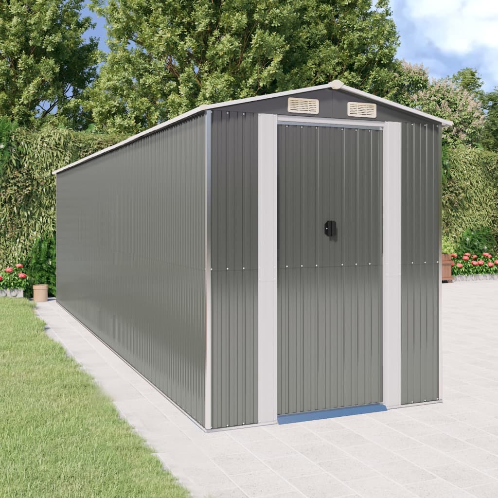 Capanno Da Giardino Grigio Chiaro 192x689x223cm Acciaio Zincato